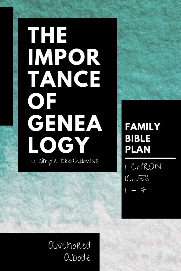 The Importance of Genealogy |  6 simple breakdowns (1 Chronicles 1-7)
