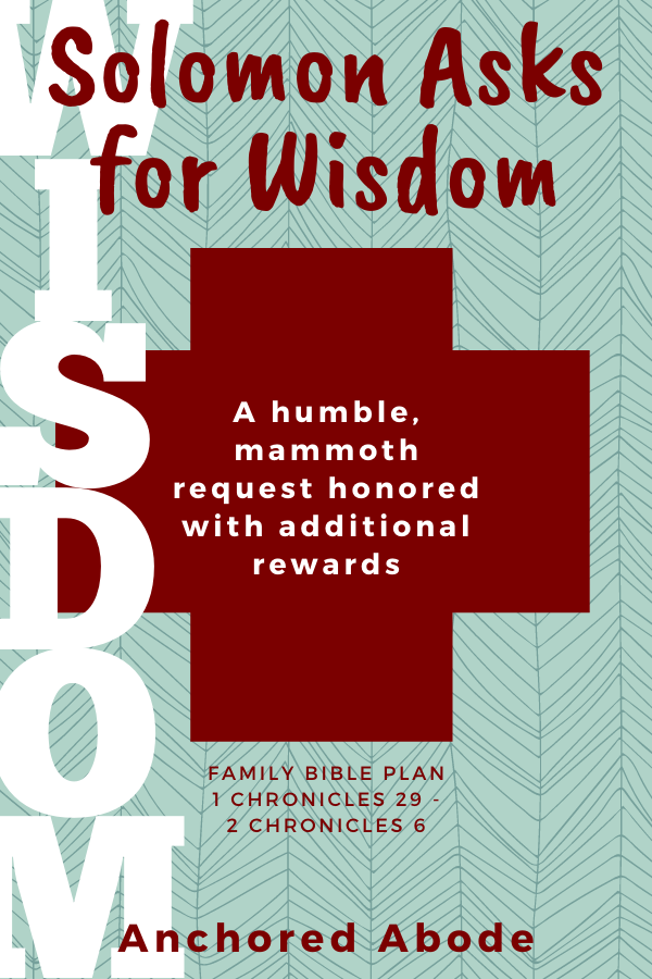 Solomon Asks for Wisdom | A humble, mammoth request honored with additional rewards (1 Chronicles 29 – 2 Chronicles 6)