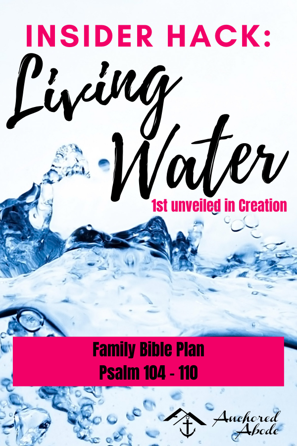 Insider Hack: Living Water 1st unveiled in Creation (Psalm 104-110)