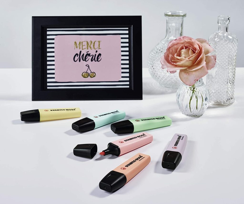 https://amzn.to/3xJfEVW - Journal-Pastel Highlighters - STABILO BOSS Original Highlighter, Pastels - 6-color Set