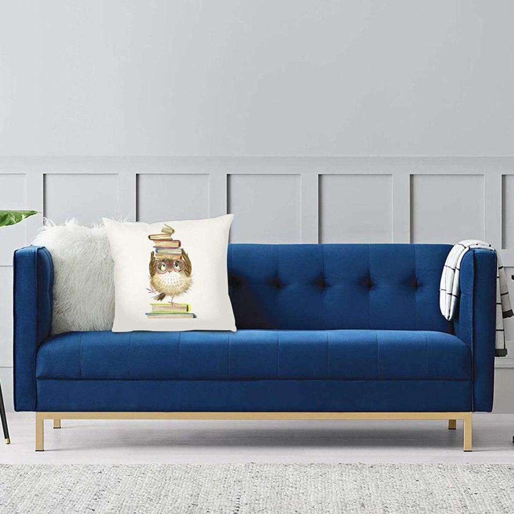 https://amzn.to/3pmkB34 - Pillow-owl - Cute Owl Books Throw Pillow Cover 18 X 18 Inch Modern Cushion Square Pillowcase for Sofa Bed Car Home Decorative